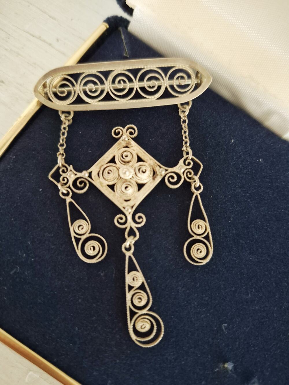 Vintage Antique Silver Scandinavian Solje C-Clasp Pin Brooch